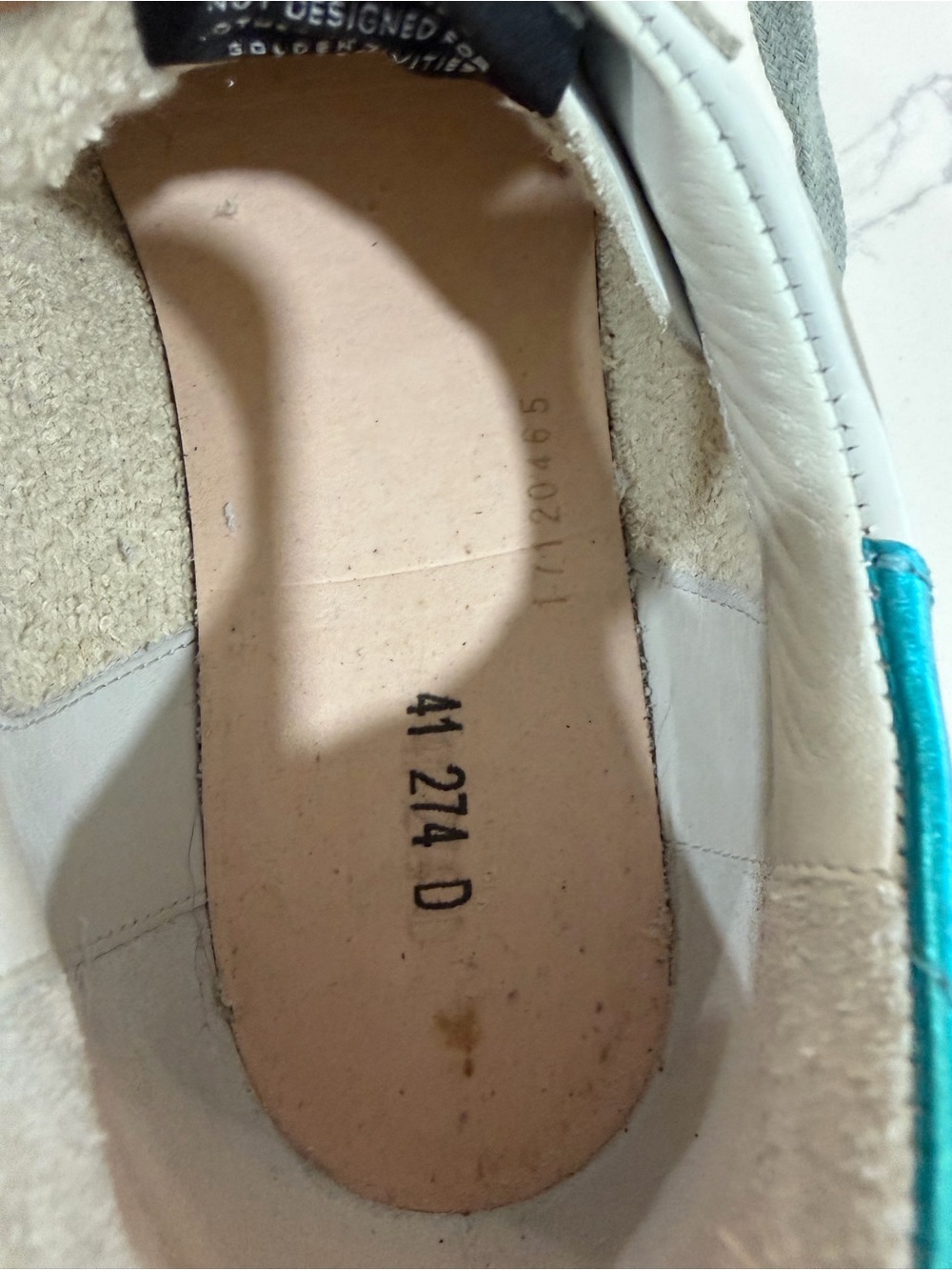 Golden Goose Deluxe Superstar Sneakers w/ Neon Yellow Star & Metallic Teal Heel - Picture 10 of 10